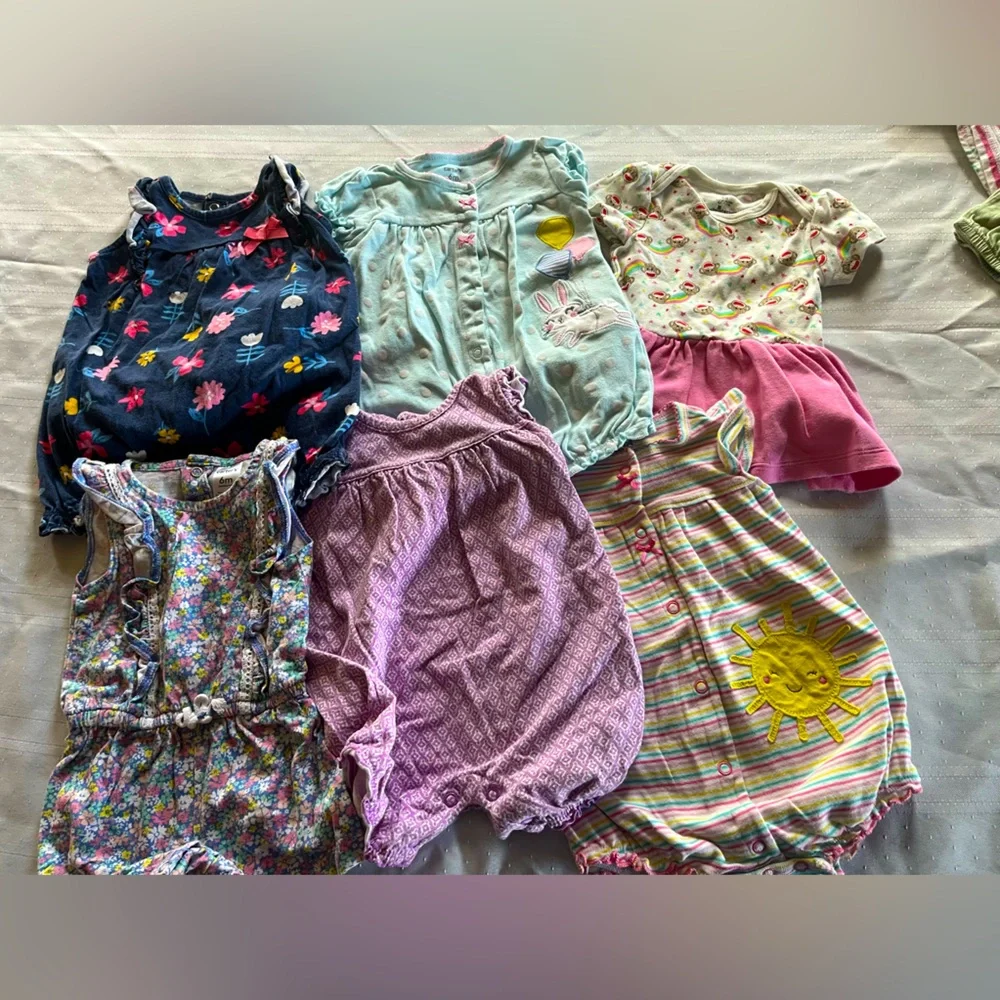 Lot of 6 summertime baby girl rompers or one pieces! - Picture 1 of 9